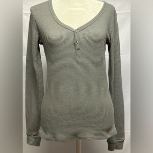 American Tall Women's Gray Long Sleeve Henley Top